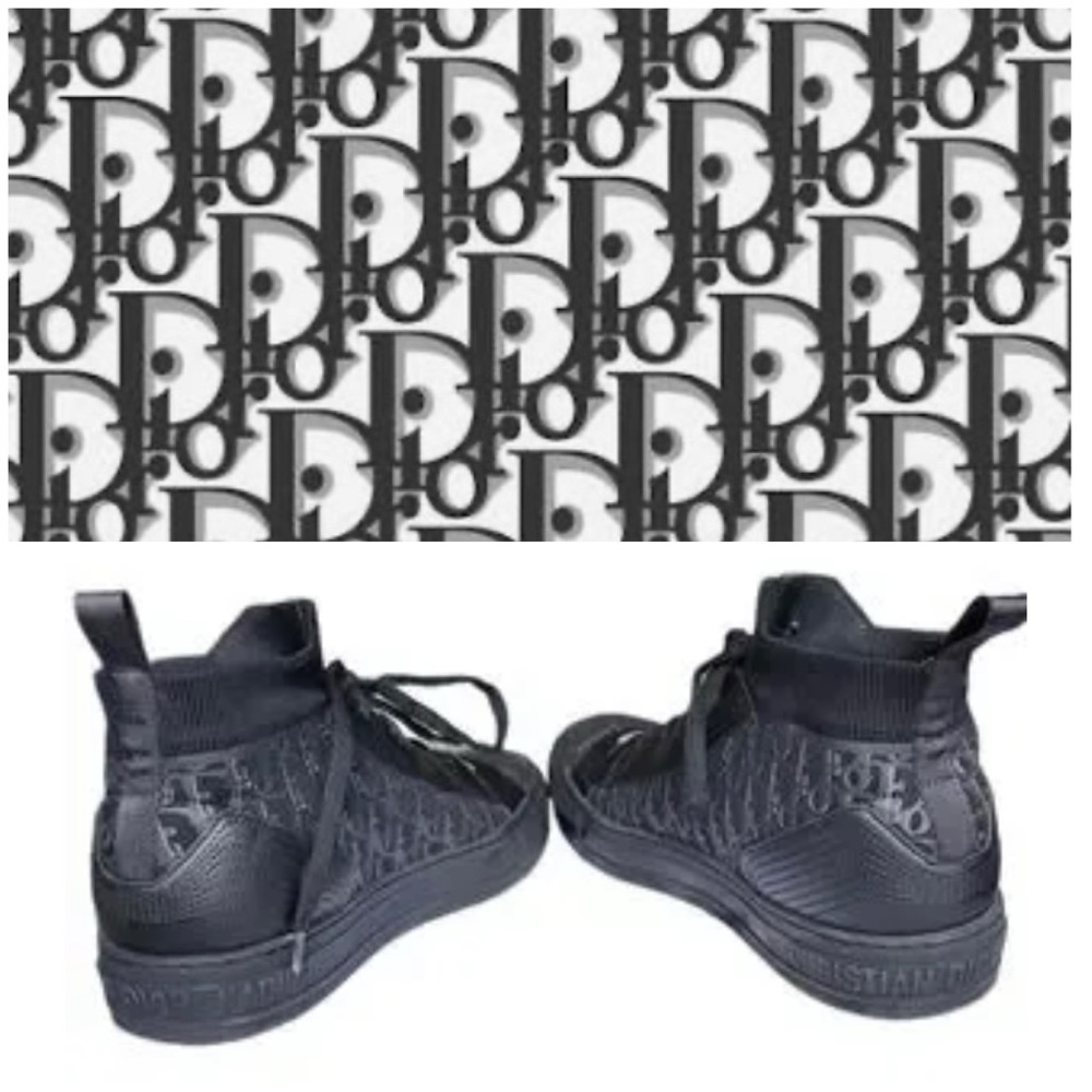Dior, size 38.5, walk ‘n Dior sneakers, black on black